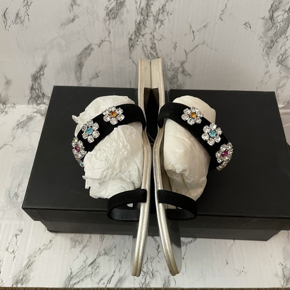 Giuseppe Zanotti Nuvorock Floral Slide Sandal 38 8 rhinestone crystal flat - Picture 10 of 12